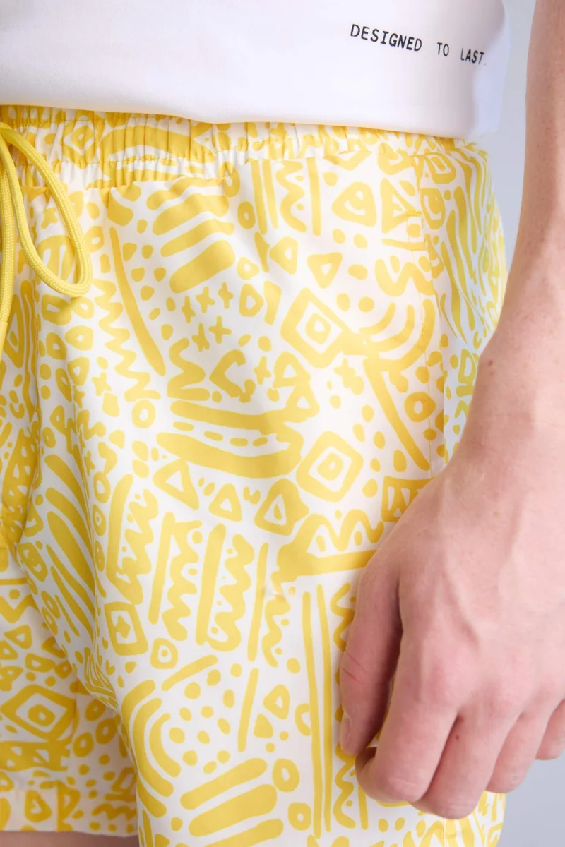 Defacto  Patterned Yellow Swim Shorts for Men | Best Price UAE