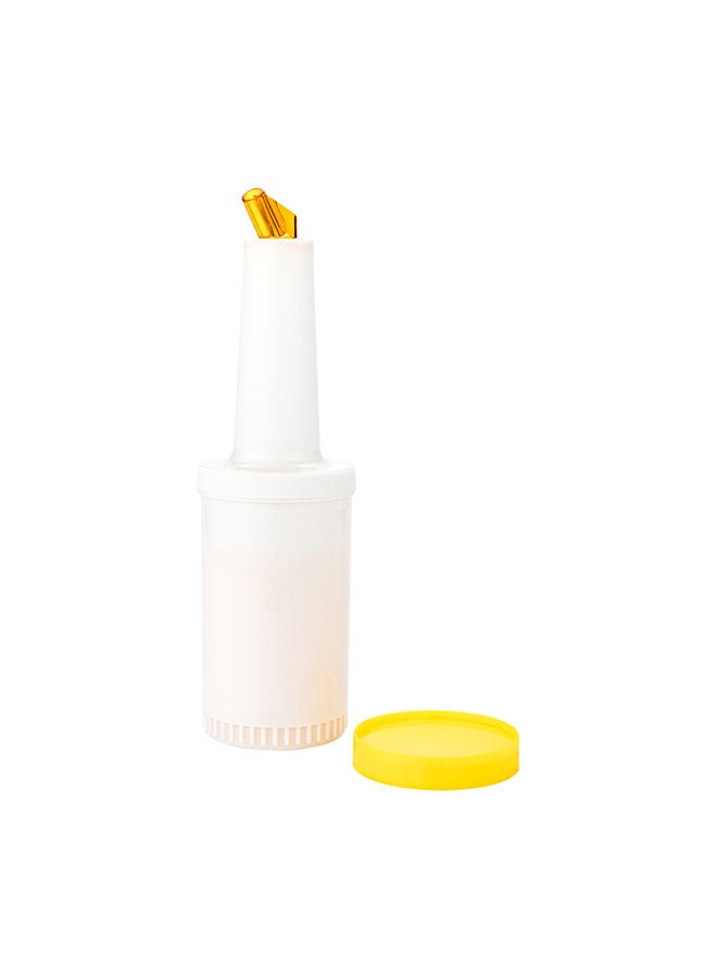 Restaurantware 1 qt Plastic Quick Pour Storage Container Bottle - with Yellow Spout and Lid - Bar Storage Bottle - 3 1/2" x 3 1/2" x 13" - 1ct Box - Bar Lux - Image 5