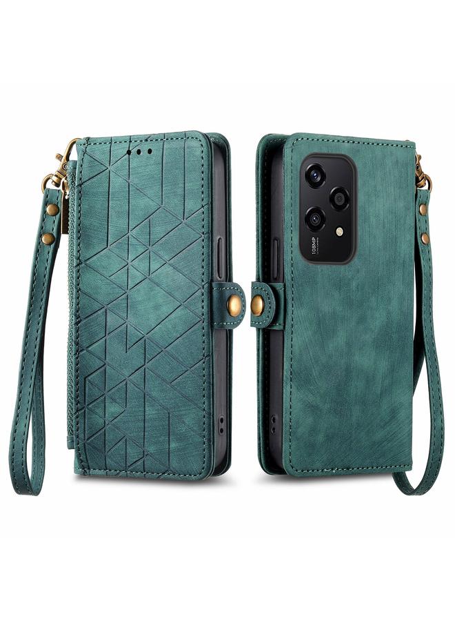 S-TOP Case For Honor 200 Lite Global Geometric Zipper Wallet Side Buckle Leather Phone Case - Image 1
