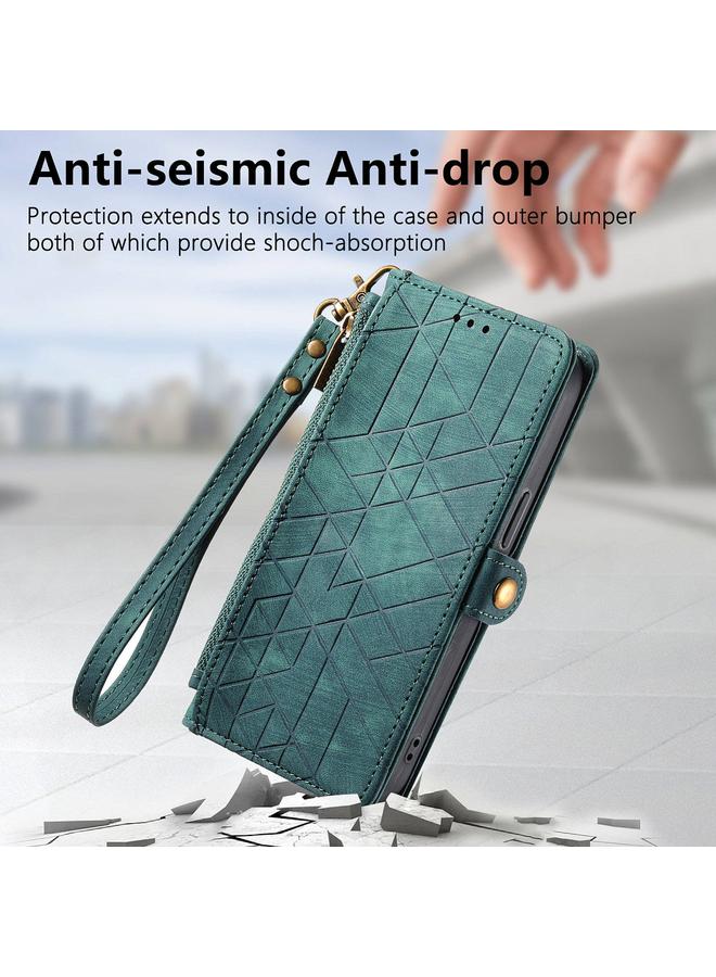 S-TOP Case For Honor 200 Lite Global Geometric Zipper Wallet Side Buckle Leather Phone Case - Image 5