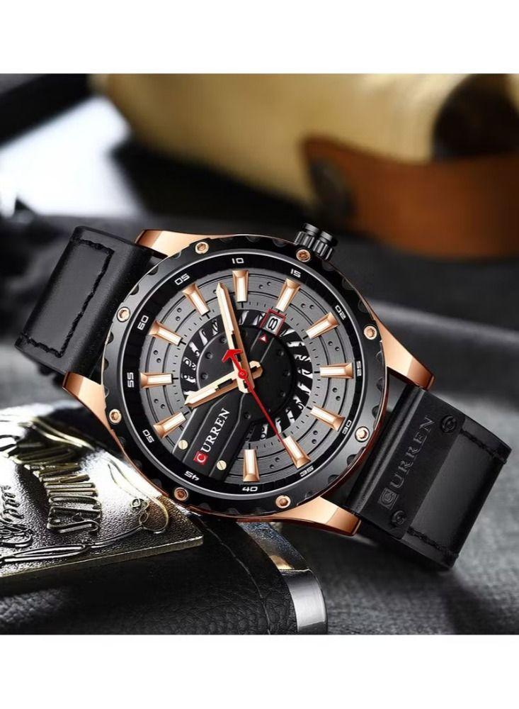 CURREN 8374 Luxury Fashion Casual Sport Watches for Men Leather Wrist Watch Man Clock Fashion Men Wristwatch - Image 2