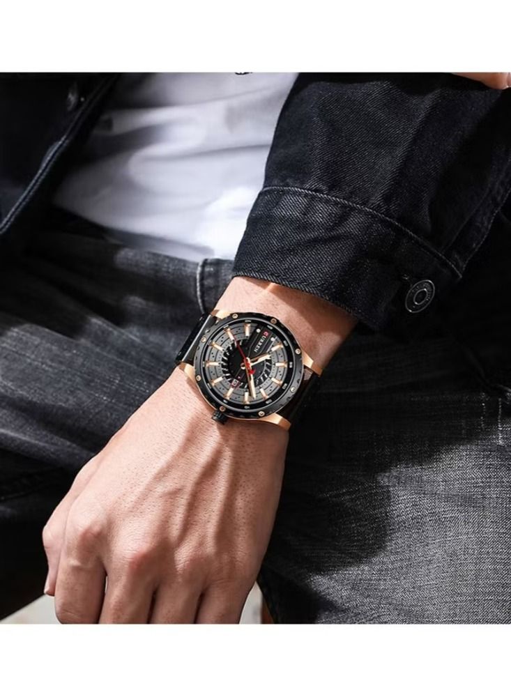 CURREN 8374 Luxury Fashion Casual Sport Watches for Men Leather Wrist Watch Man Clock Fashion Men Wristwatch - Image 3