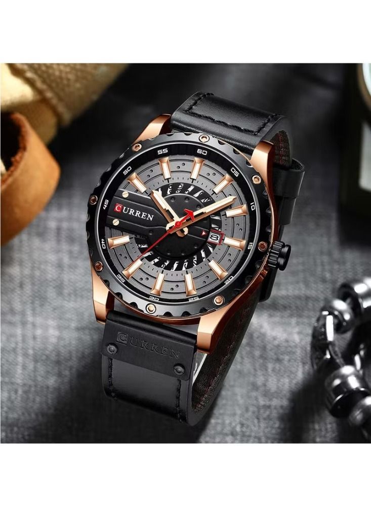 CURREN 8374 Luxury Fashion Casual Sport Watches for Men Leather Wrist Watch Man Clock Fashion Men Wristwatch - Image 1