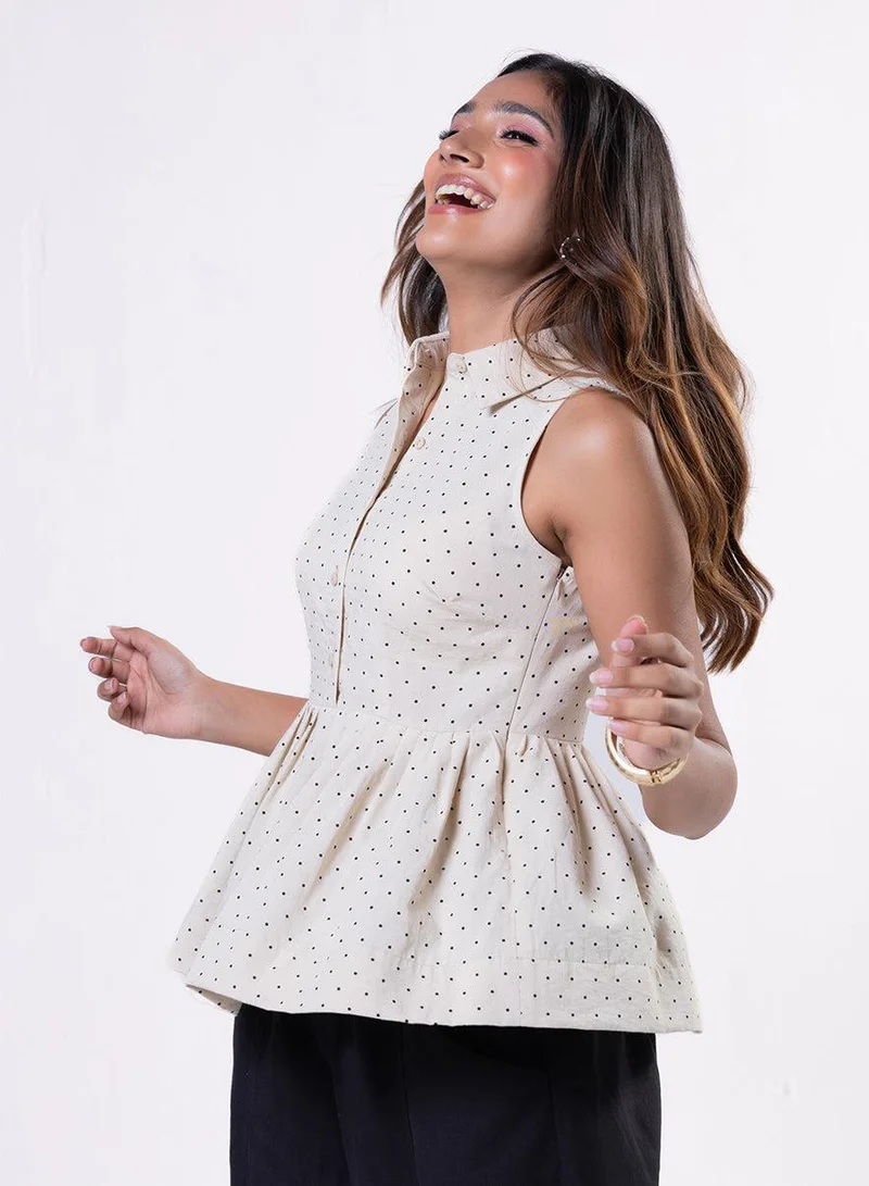 Zigzag Halter Neck Peplum Top