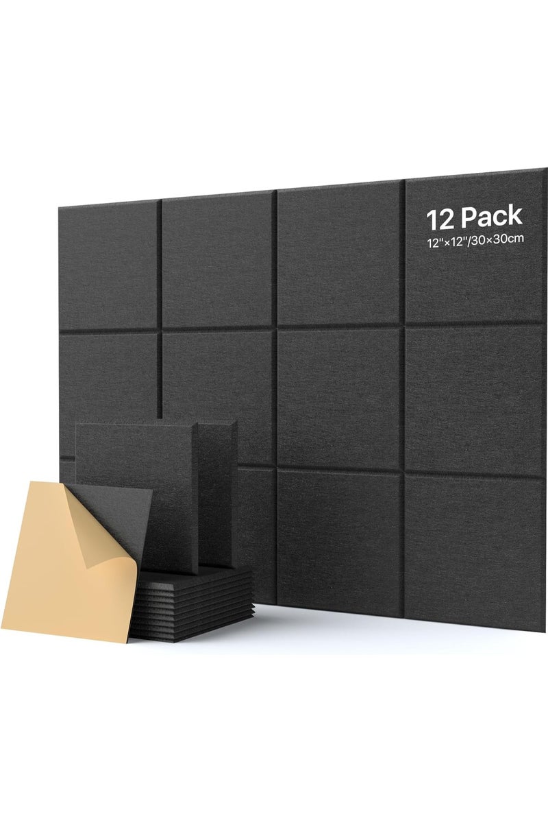 Acoustic Panels Sound Absorbing Self-Adhesive, Acoustic Wall Panels 12 Pack Wall Decoration Soundproof Wall Panels High-Density Sound Proofing Panels Tiles For Walls 12" X 12" X 0.4" - Image 1