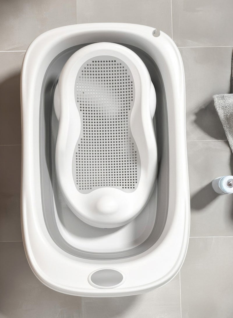 رينوفو حوض استحمام 4 في 1 قابل للطي للأطفال حديثي الولادة مع حوض استحمام سيليكون للأطفال، دلو قابل للطي ومغرفة مياه قابلة للطي للأطفال من عمر 0 ​​إلى 3 سنوات، رمادي - Image 5