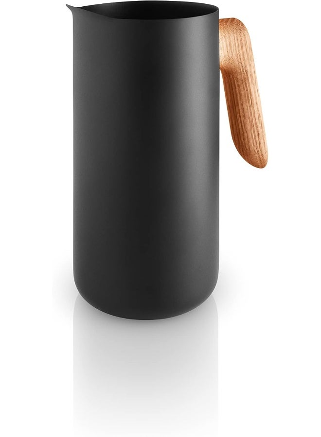 Eva Solo Nordic Kitchen Jug 1.4L Black Stoneware with Oak Handle, Modern Scandinavian Design, Durable Heat-Resistant Pitcher for Water, Juice, Coffee & Everyday Serving - Image 1
