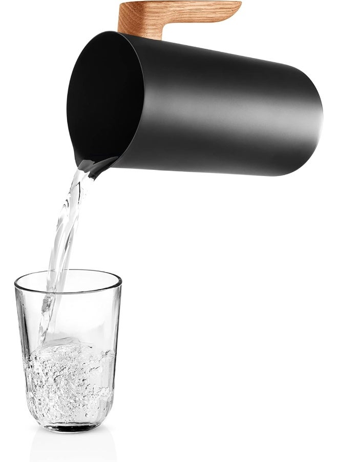 Eva Solo Nordic Kitchen Jug 1.4L Black Stoneware with Oak Handle, Modern Scandinavian Design, Durable Heat-Resistant Pitcher for Water, Juice, Coffee & Everyday Serving - Image 3