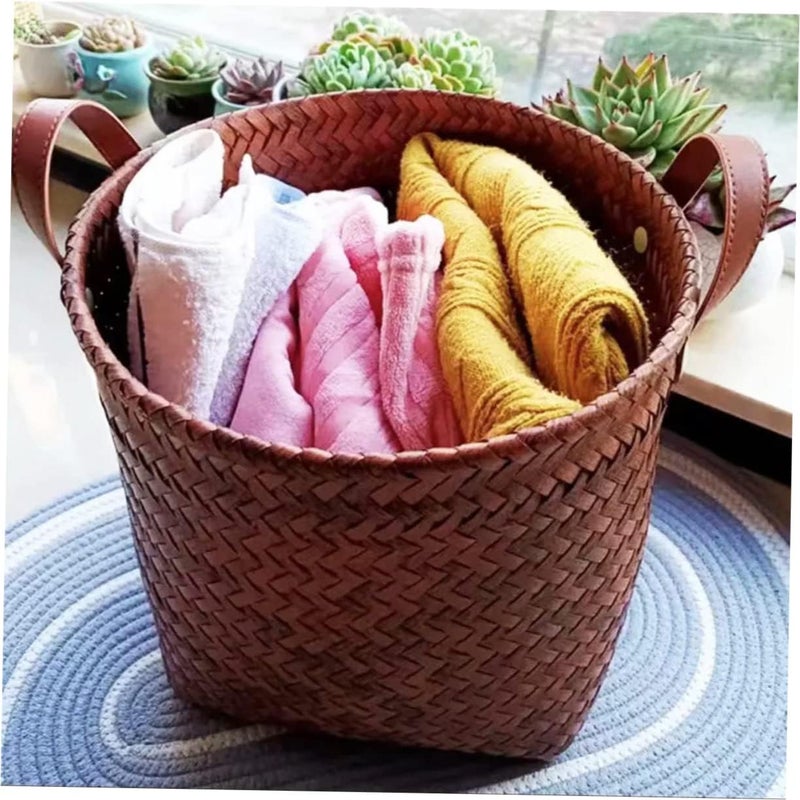 مواد خفيفة متانة سلة تخزين Hemobllo منسوجة من الخيزران، سلة غسيل لغرفة النوم، منظم على شكل قرص عسل مستويات شراء متعددة - Image 2