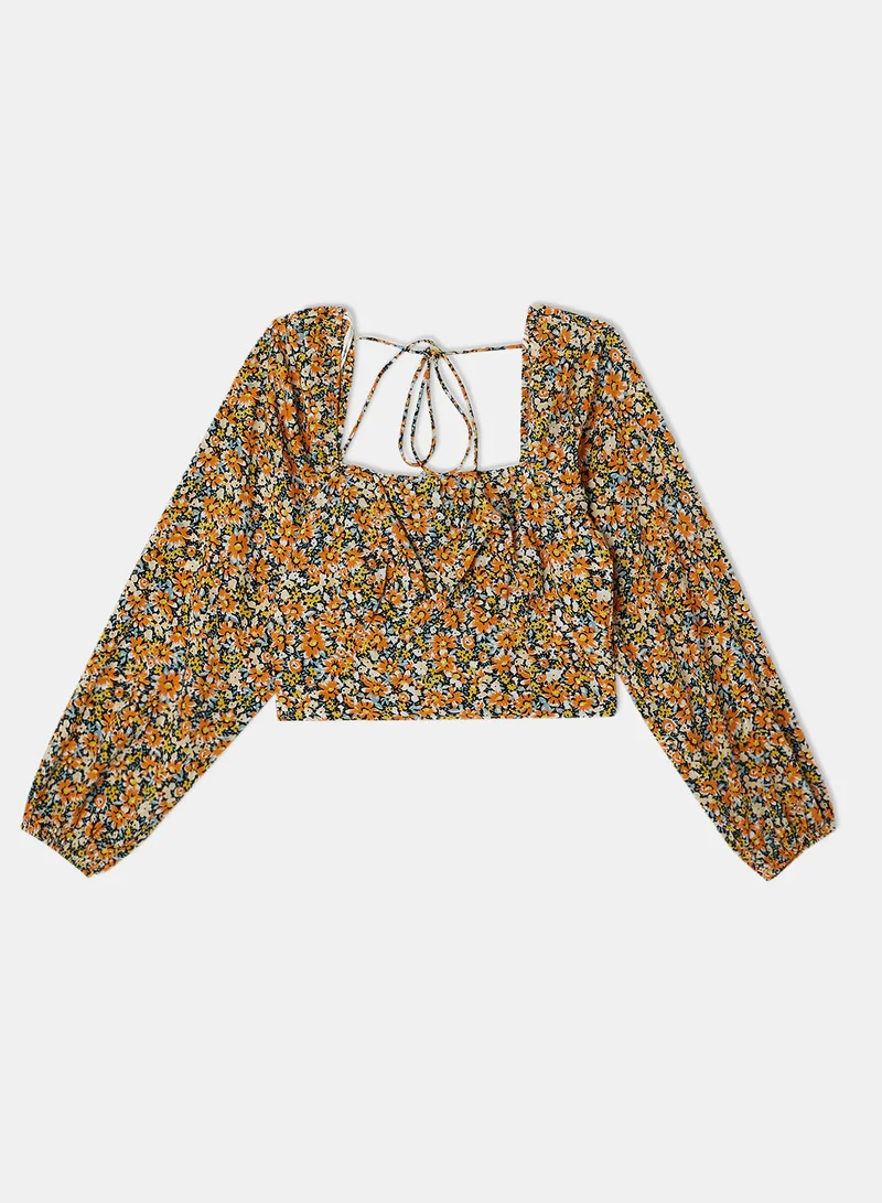 ONLY Floral Cropped Blouse