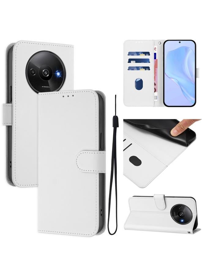 اس-توب جراب لهاتف Redmi A3 4G Global / A3X 4G جراب هاتف من الجلد بلون سادة مع حبل - Image 1