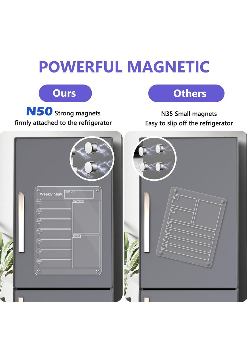 SYOSI - Acrylic Magnetic Dry Erase Board Weekly Calendar for Fridge - 16"x12" Clear Weekly Meal Planner Magnetic Board, Reusable Planning Whiteboard Workout Board Meal Planner Magnetic Includes 6 Markers - Image 1