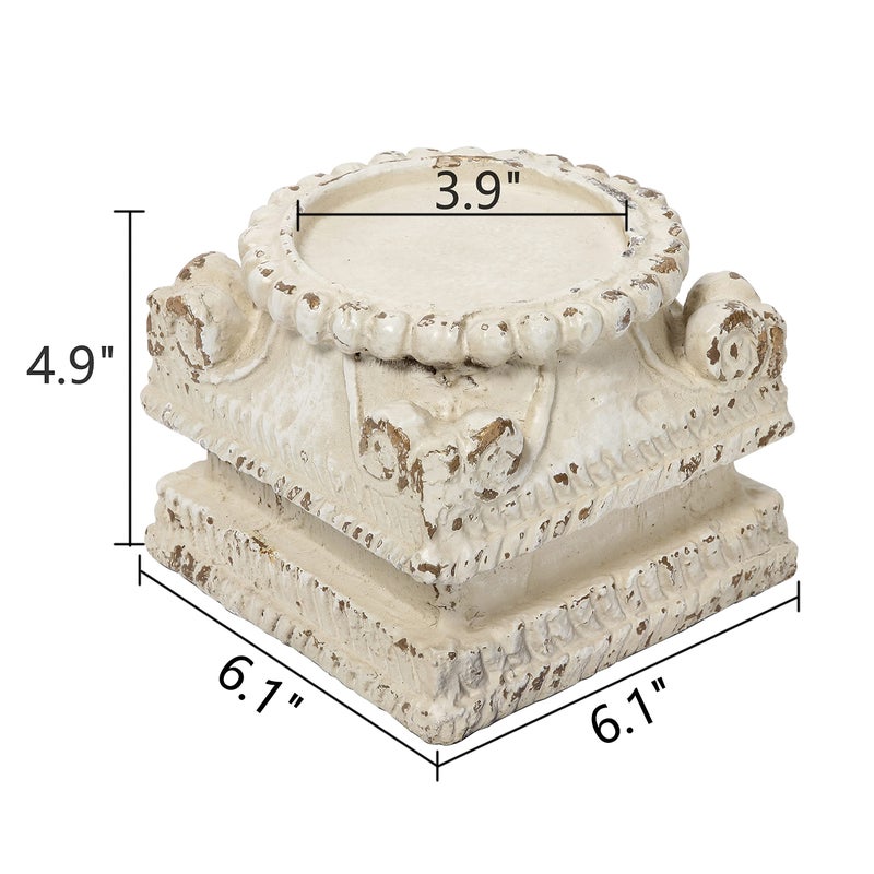 SOFE Column Pedestal Stand for Decoration Display, Distressed White Small Plant Stand, Large Candle Stand, Column Side Table, Classic Plinth Bases for Wedding Party Home Garden - Image 3