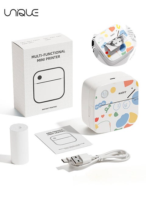 Mini Sticker Printer - Portable Thermal Inkless Sticker Maker, Portable Printer - Sticker Maker - For Office Organization/School - Compatible with Android iOS smartphones for Labeling, Receipts