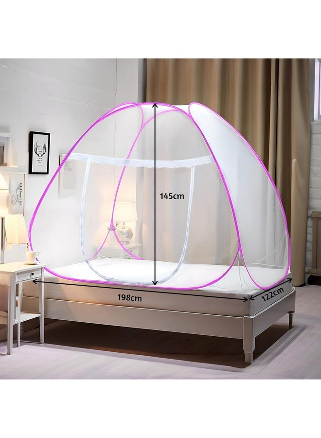 Kuber Industries Mosquito Net | Nylon Single Bed Mosquito Net | Foldable Machardani | Mosquito Net for Bedroom | Outdoor Trip Mosquito Net | 6.5x4 Feet | Pink