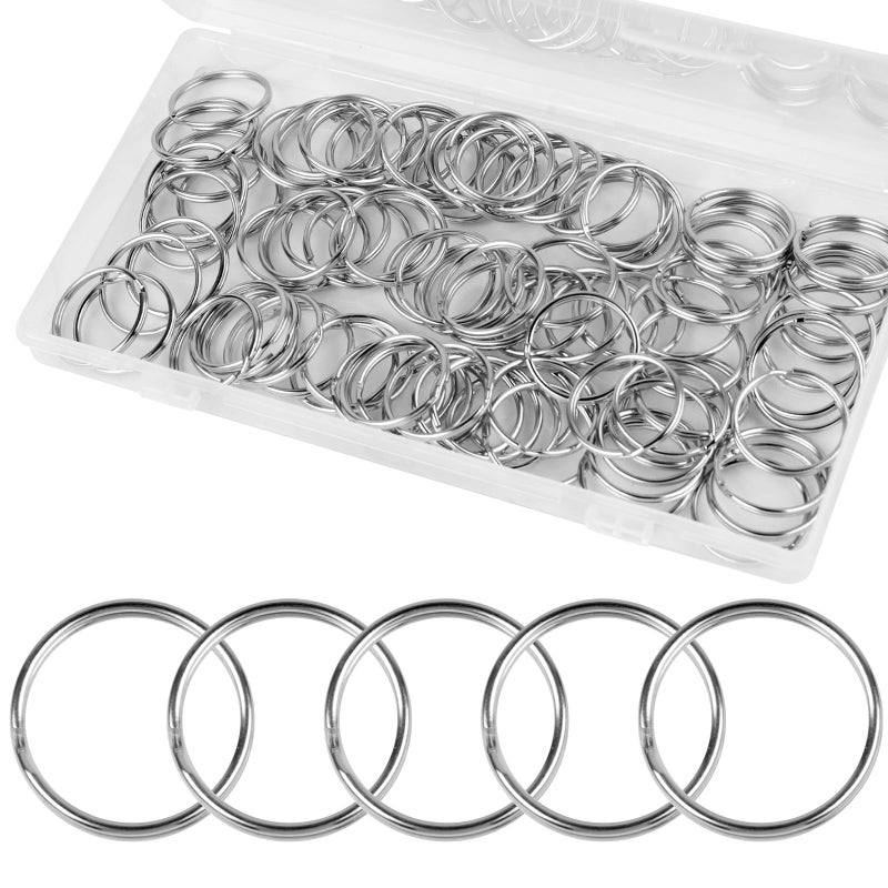 DSUWAZU 200PCS Split Key Rings Bulk for Keychain and Crafts keychain rings Silver 25mm 