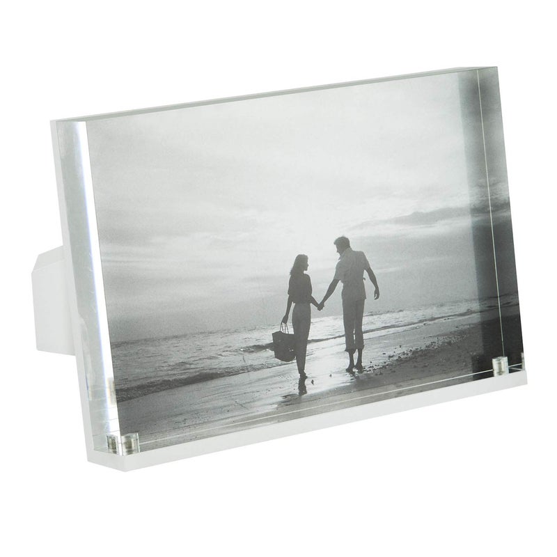 TIZO Design Horizontal 7x5 Lucite Picture Frame  Durable 1 Inch Thick Clear Lucite & Magnetic Closures  Elegant & Practical Boutique Quality Photo Frame (Multiple Colors Available) - Image 1
