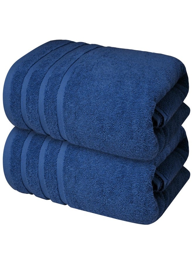 Infinitee Xclusives 100% Cotton Luxury Bath Towels Set of 2 (27x54 Inches), Soft, Absorbent, Quick Dry, Perfect Towels for Bathroom, Gym, Spa & Hotel (Tranquil Navy, Bath Towels - Pack 2) - Image 1