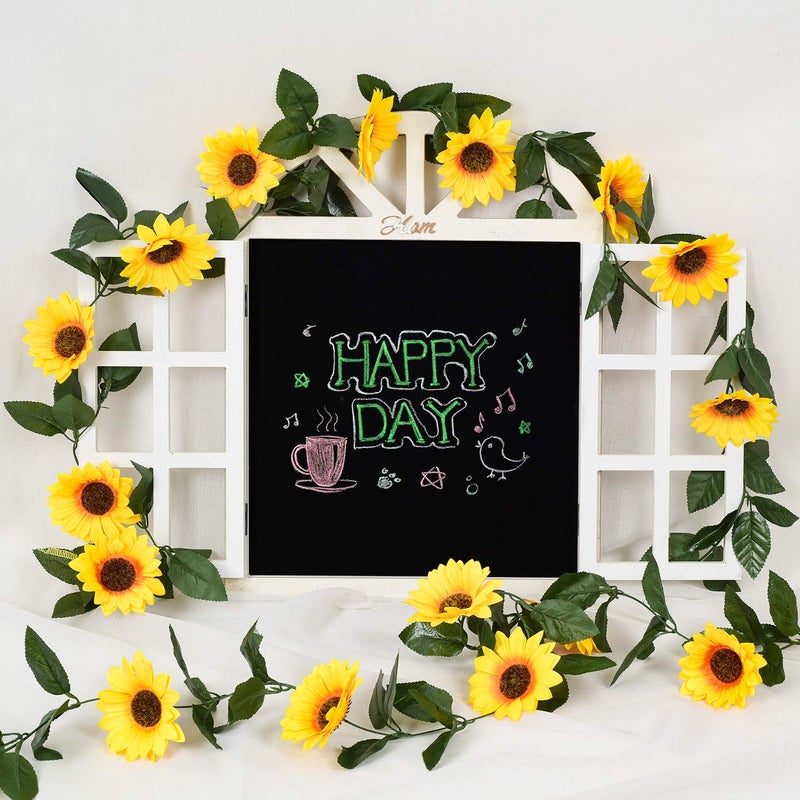 DearHouse 3 Pack Artificial Sunflower Garland Silk Sunflower Vine Artificial Flowers with Green Leaves for Wedding Table Home Decor - Image 2