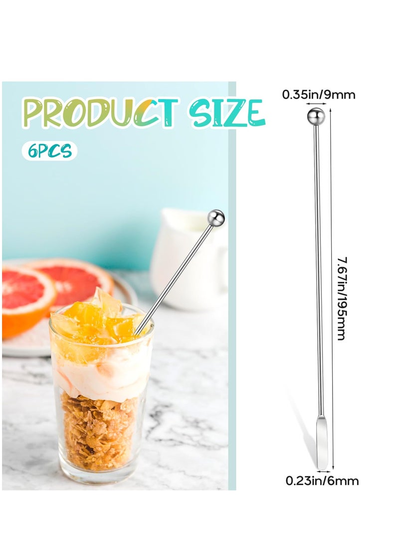 SOLARAE Juice Paddle Drink Stirrers, 6 Pcs 7.6 inch Stainless Steel Coffee Stirrers, Small Rectangular Paddles Reusable Beverage Swizzle Stick for Party Home Office - Image 5