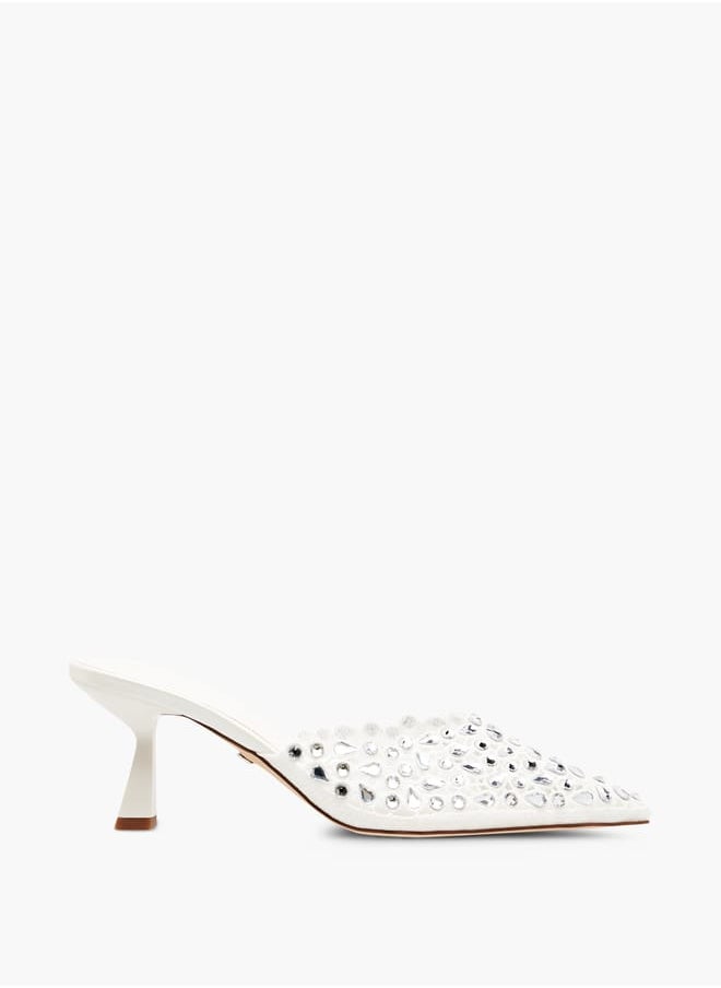 Celeste Women's Embellished Slip-On Shoes with Flared Heels  - Image 3