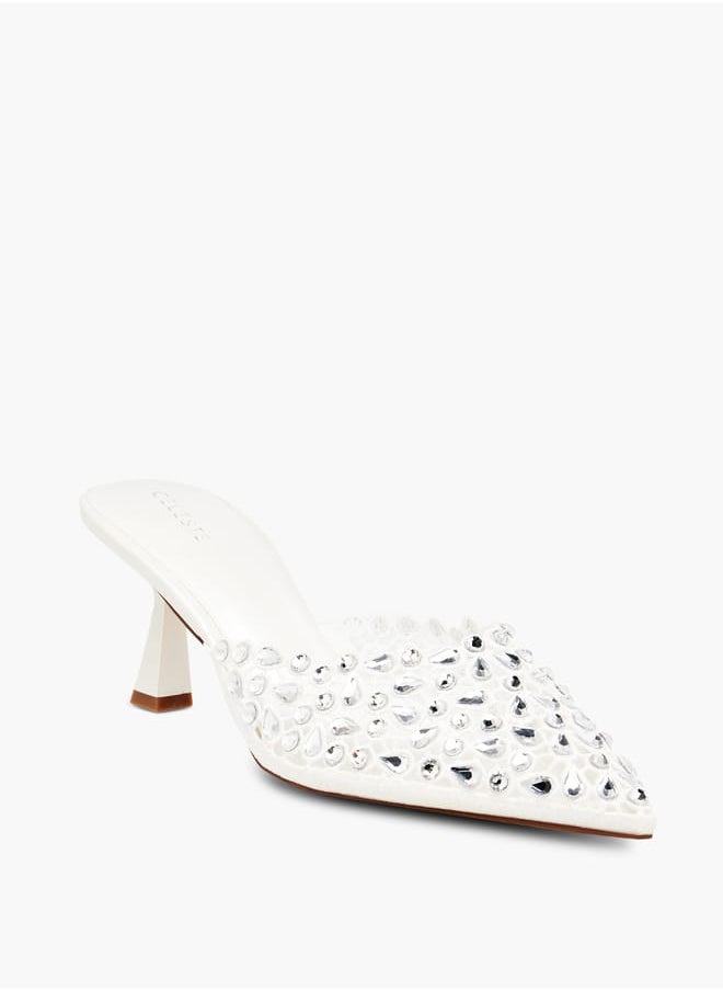 Celeste Women's Embellished Slip-On Shoes with Flared Heels  - Image 2
