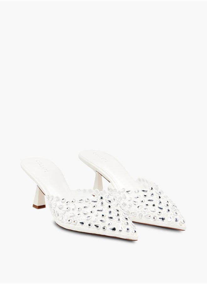Celeste Women's Embellished Slip-On Shoes with Flared Heels  - Image 1
