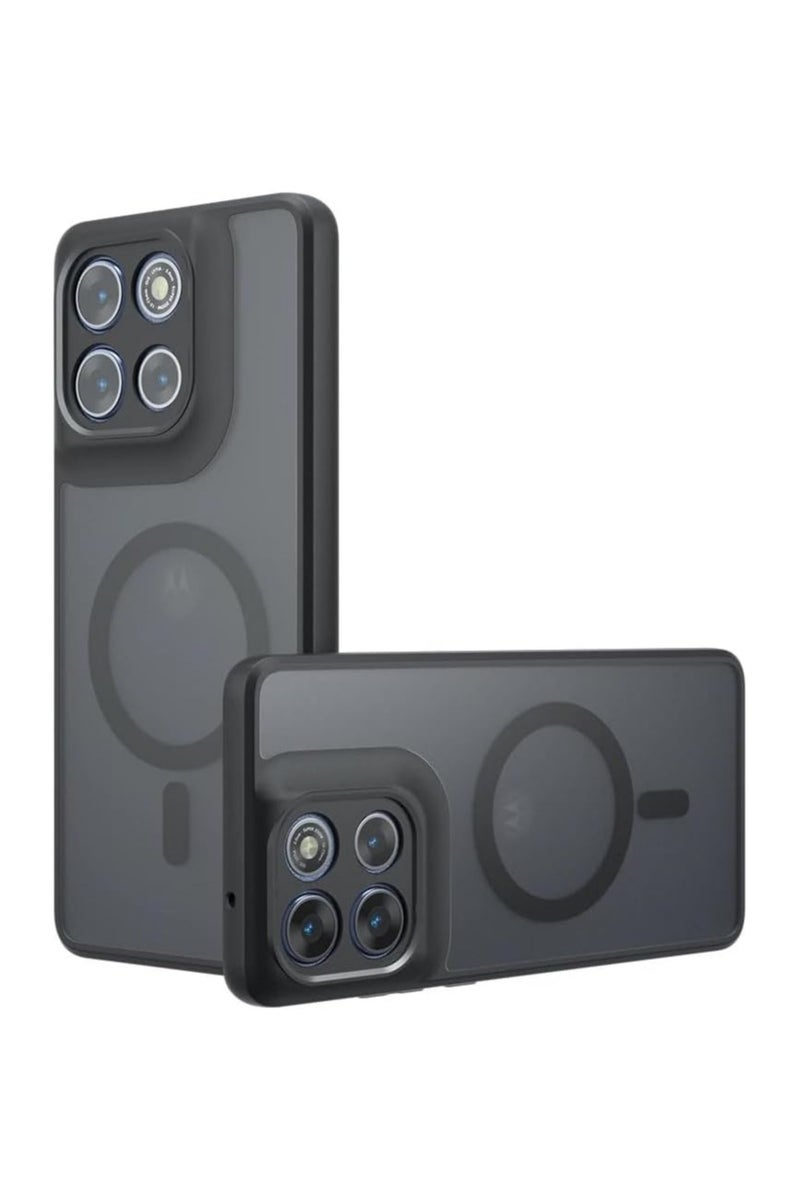 عام "غطاء مغناطيسي لـ Motorola Moto G86 5G - تصميم شبه شفاف أسود غير لامع، مقاوم للاصفرار، مصنوع من مواد PC+TPU مع تقنية Airbag المضادة للصدمات" - Image 1