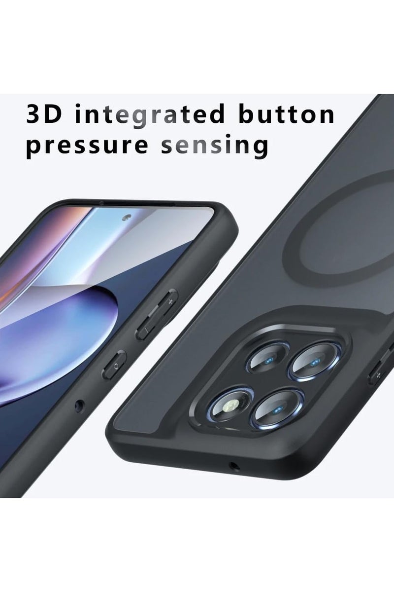 عام "غطاء مغناطيسي لـ Motorola Moto G86 5G - تصميم شبه شفاف أسود غير لامع، مقاوم للاصفرار، مصنوع من مواد PC+TPU مع تقنية Airbag المضادة للصدمات" - Image 3