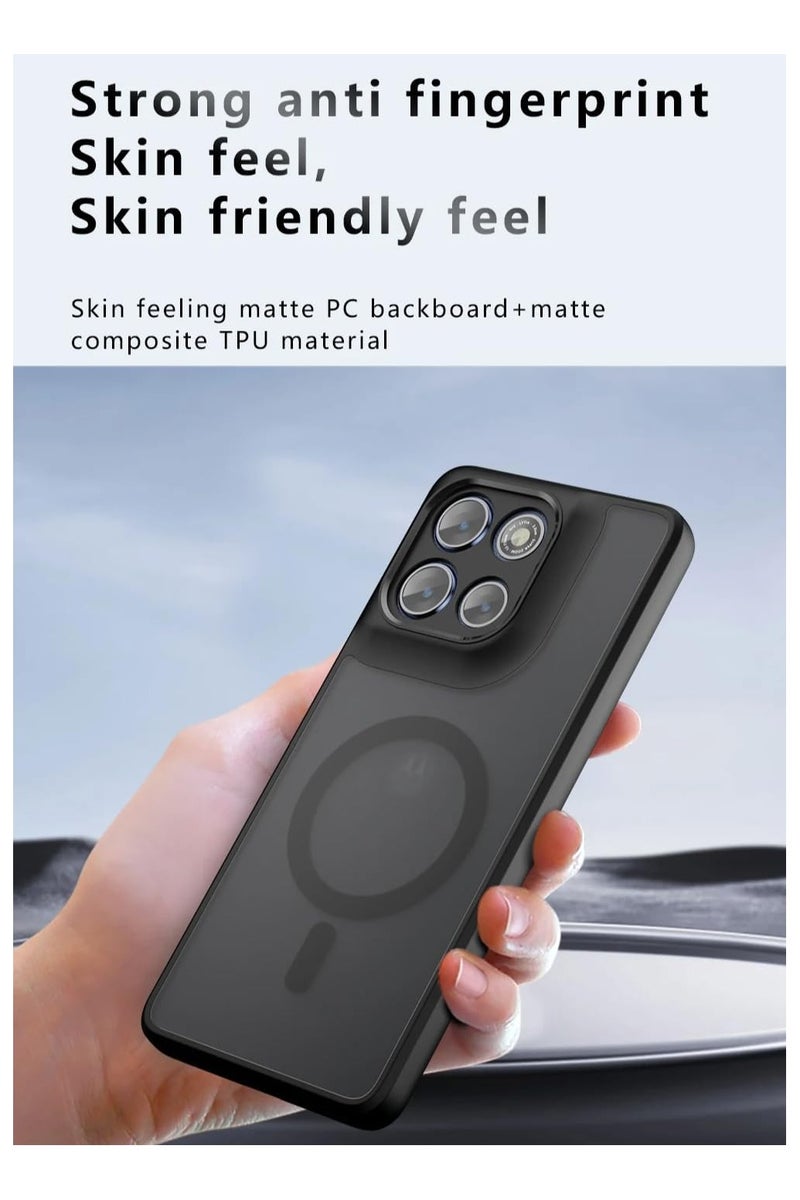 عام "غطاء مغناطيسي لـ Motorola Moto G86 5G - تصميم شبه شفاف أسود غير لامع، مقاوم للاصفرار، مصنوع من مواد PC+TPU مع تقنية Airbag المضادة للصدمات" - Image 5