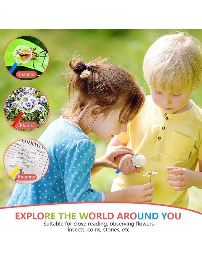 Happy D 6pcs Portable Mini Magnifying Glasses with Colorful Handle for Children, Handheld Magnifying Glass for Children Science Class Outdoor Observation Party Fun Tool - Image 3
