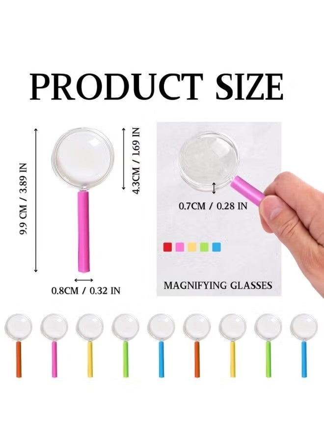 Happy D 6pcs Portable Mini Magnifying Glasses with Colorful Handle for Children, Handheld Magnifying Glass for Children Science Class Outdoor Observation Party Fun Tool - Image 4