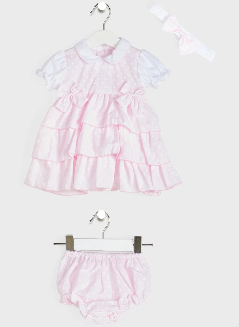 rock a bye baby Infant Dress & Knicker Set With Headband