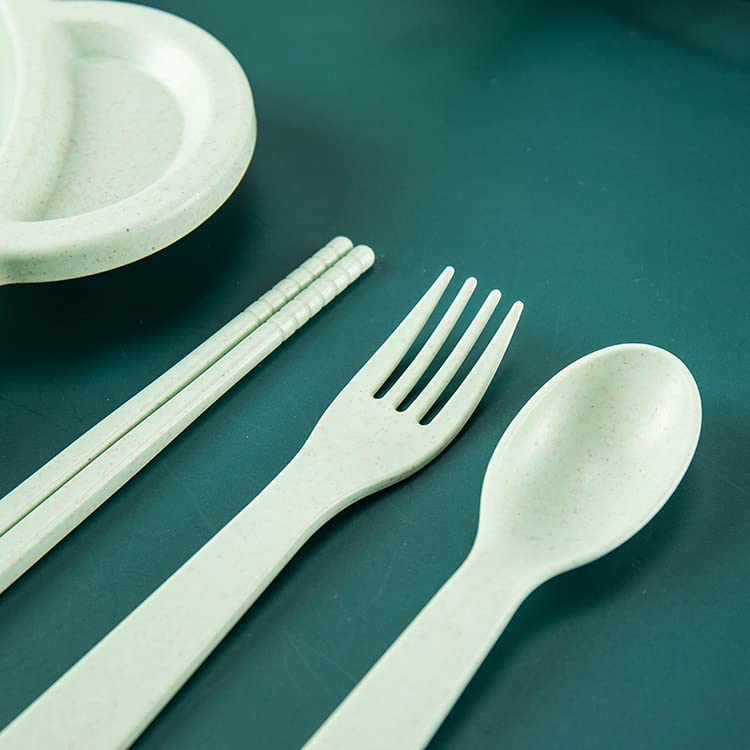ATOOZED ATOOZED Baby Food Serving Plate Kids Tableware Dinner Set with Dish Spoon Fork and Chopstick Multicolor  - Image 5