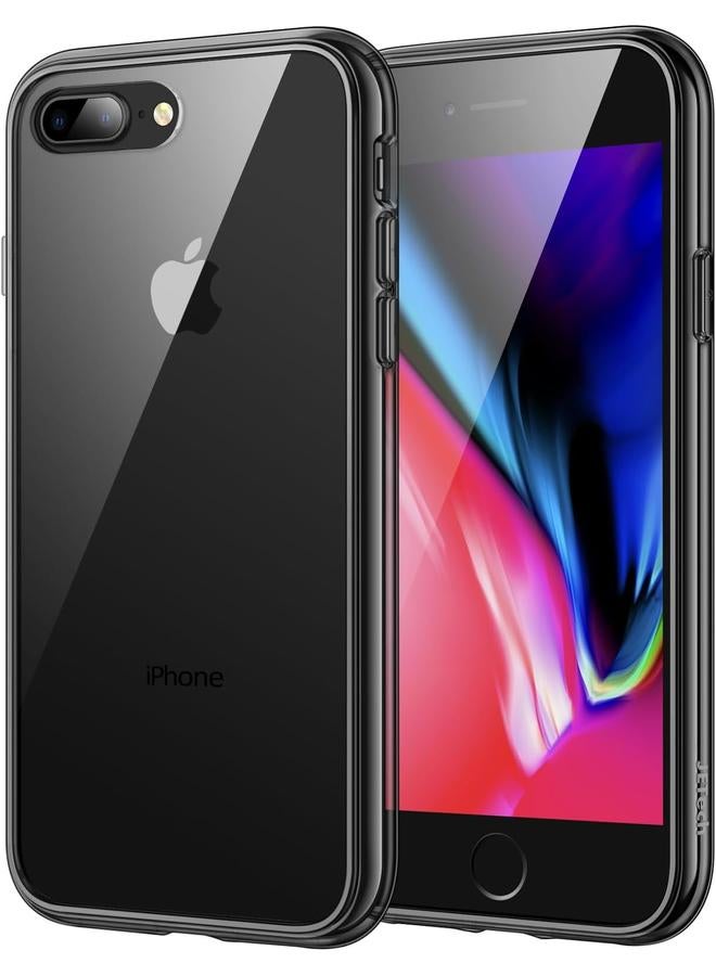 جي تيك جراب لهاتف آيفون 8 بلس وآيفون 7 بلس مقاس 5.5 بوصة، غطاء خلفي شفاف مقاوم للصدمات غير قابل للخدش، أسود - Image 1