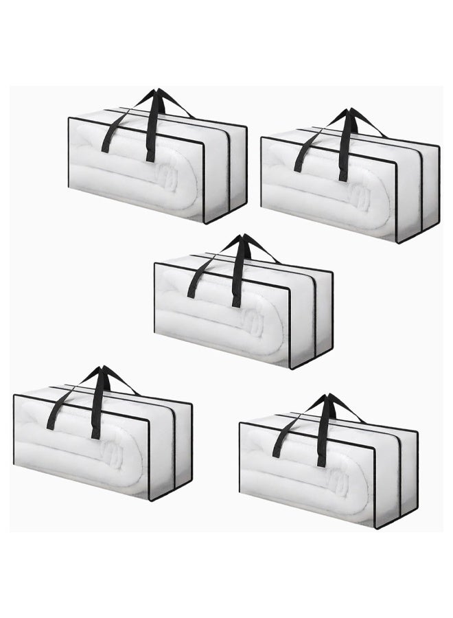 DUNISO 5 Pack Extra Large Moving Bags,Heavy Duty Storage Bags With Zipper & Handles ,Foldable Clothes Storage Bags，Waterproof and Dustproof，Sturdy and Durable，for Bedding, Duvet, Comforter，Pillow，Toys，73*36*33cm - Image 1