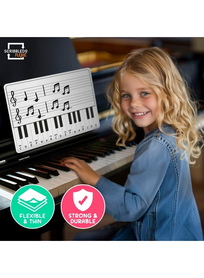 سكريبل دو أوراق مسح جافة لممارسة لوحة المفاتيح مقاس 11 × 14 بوصة، أوراق السبورة البيضاء لموظفي الموسيقى، أدوات تعلم الموسيقى للمعلمين، مجموعة من 10 قطع - Image 2