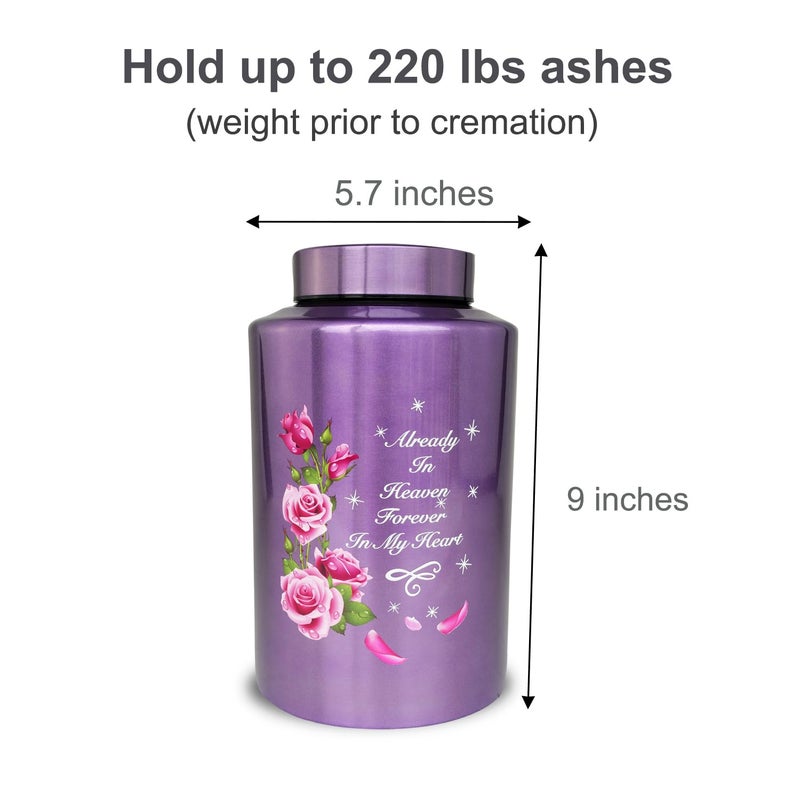 CHIEMOT Up To 220 Lbs Large Cremation Urns For Adult Human Ashes  Decorative Urn For Female Male Ashes With Velvet Bag(Flowers) - Image 5