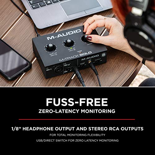 M-AUDIO M-Track Solo USB Audio Interface for Recording, Streaming and Podcasting with XLR, Line and DI Inputs, Plus a Software Suite Included - Image 4