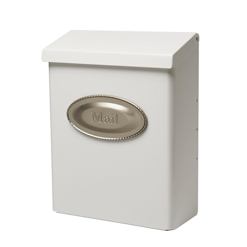 Architectural Mailboxes Designer Galvanized Steel Locking Wall Mount Mailbox White with Satin Nickel