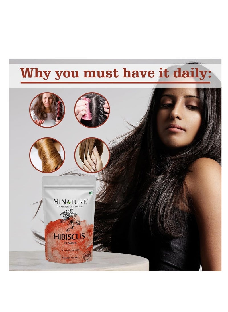 mi nature - Mi Nature Hibiscus Powder Natural And Organic For Hair,Skin And Women's Health / (227G / (1/2 Lb) / 8 Ounces) - Resealable Zip Lock Pouch - Image 1