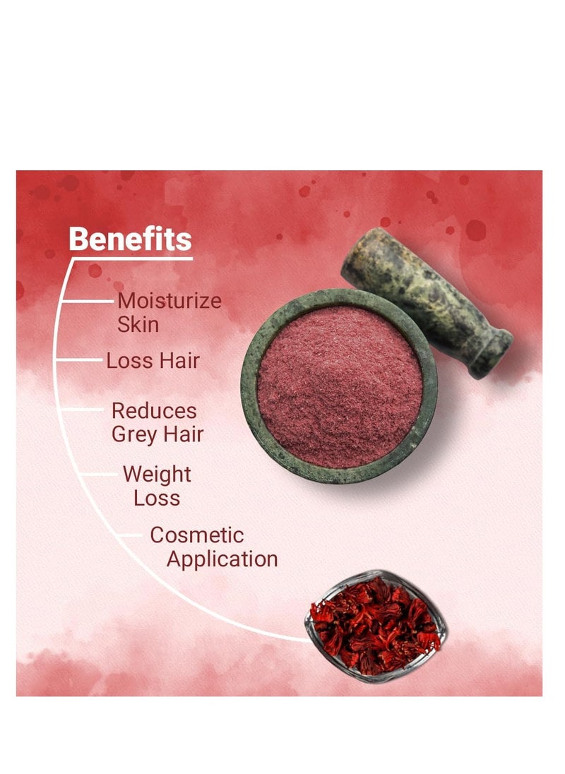 mi nature - Mi Nature Hibiscus Powder Natural And Organic For Hair,Skin And Women's Health / (227G / (1/2 Lb) / 8 Ounces) - Resealable Zip Lock Pouch - Image 1
