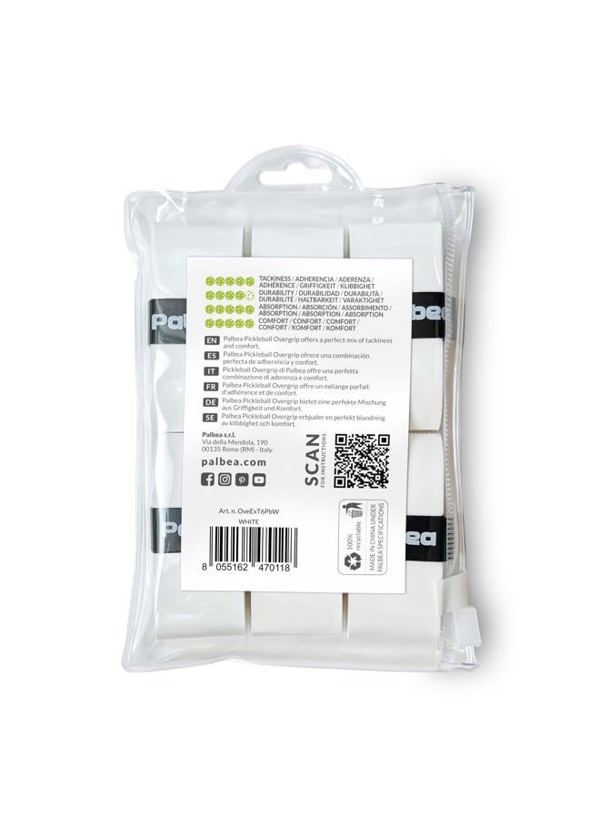 Palbea شريط قبضة البيكلبول - شريط قبضة بيكلبول أبيض لاصق إضافي، عبوة من 12 - امتصاص عرق عالي ولمسة ناعمة غير قابلة للانزلاق. ملحقات مصممة لتعزيز قبضة مضرب البيكلبول الخاص بك. - Image 2