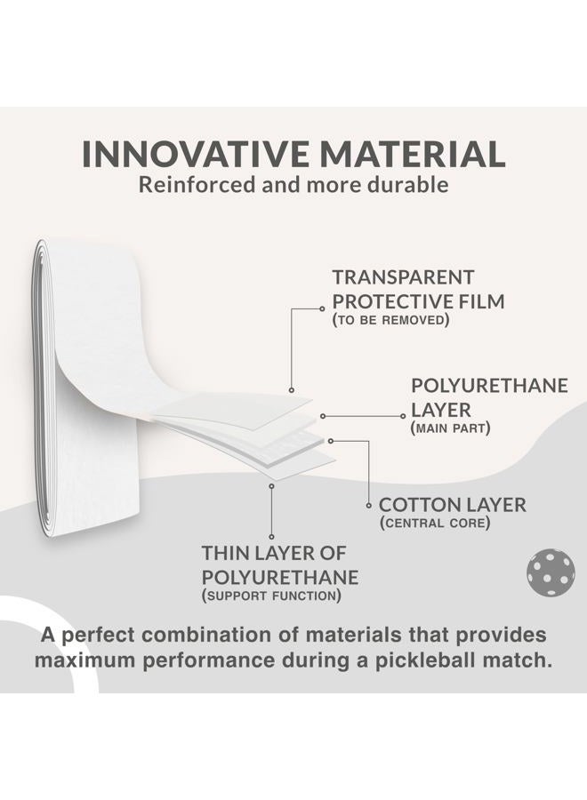 Palbea شريط قبضة البيكلبول - شريط قبضة بيكلبول أبيض لاصق إضافي، عبوة من 12 - امتصاص عرق عالي ولمسة ناعمة غير قابلة للانزلاق. ملحقات مصممة لتعزيز قبضة مضرب البيكلبول الخاص بك. - Image 4