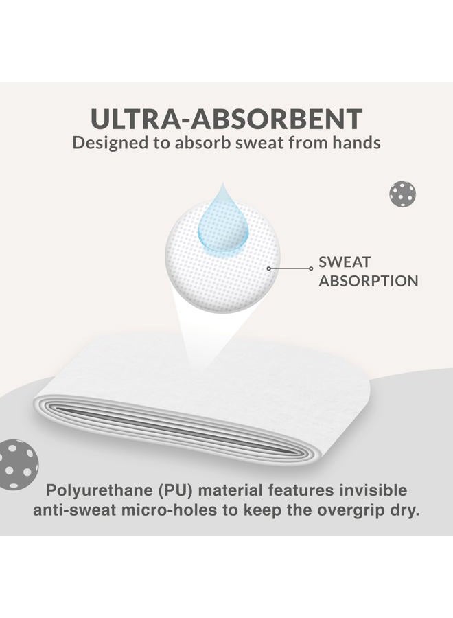Palbea شريط قبضة البيكلبول - شريط قبضة بيكلبول أبيض لاصق إضافي، عبوة من 12 - امتصاص عرق عالي ولمسة ناعمة غير قابلة للانزلاق. ملحقات مصممة لتعزيز قبضة مضرب البيكلبول الخاص بك. - Image 5
