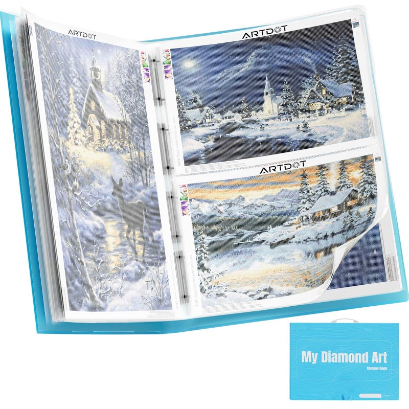 ARTDOT A1 Storage Book for Diamond Painting Kits, Diamond Art Portfolio Folder for Diamond Painting Accessories with 13 Pockets, 26 Views Protectors (34x25.4inches) - Image 1