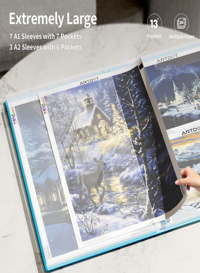 ARTDOT A1 Storage Book for Diamond Painting Kits, Diamond Art Portfolio Folder for Diamond Painting Accessories with 13 Pockets, 26 Views Protectors (34x25.4inches) - Image 4