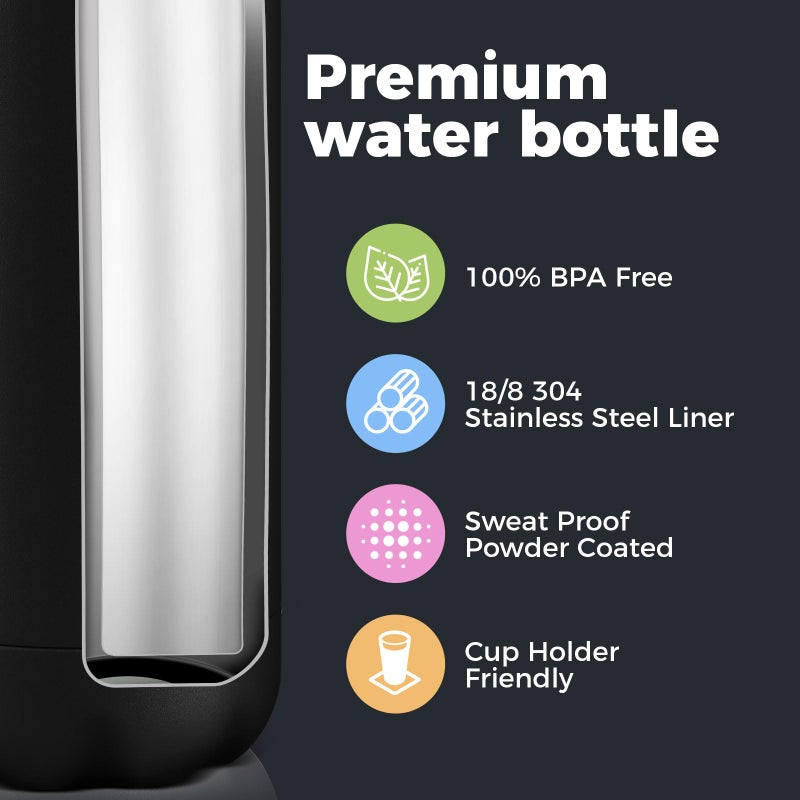 Volhoply 17oz Insulated Stainless Steel Water Bottle, Double Wall Vacuum Flask, Keeps Cold 24h & Hot 12h, Available in Packs of 1, 4, or 8ï¼ˆBlack,1 Pack) - Image 4