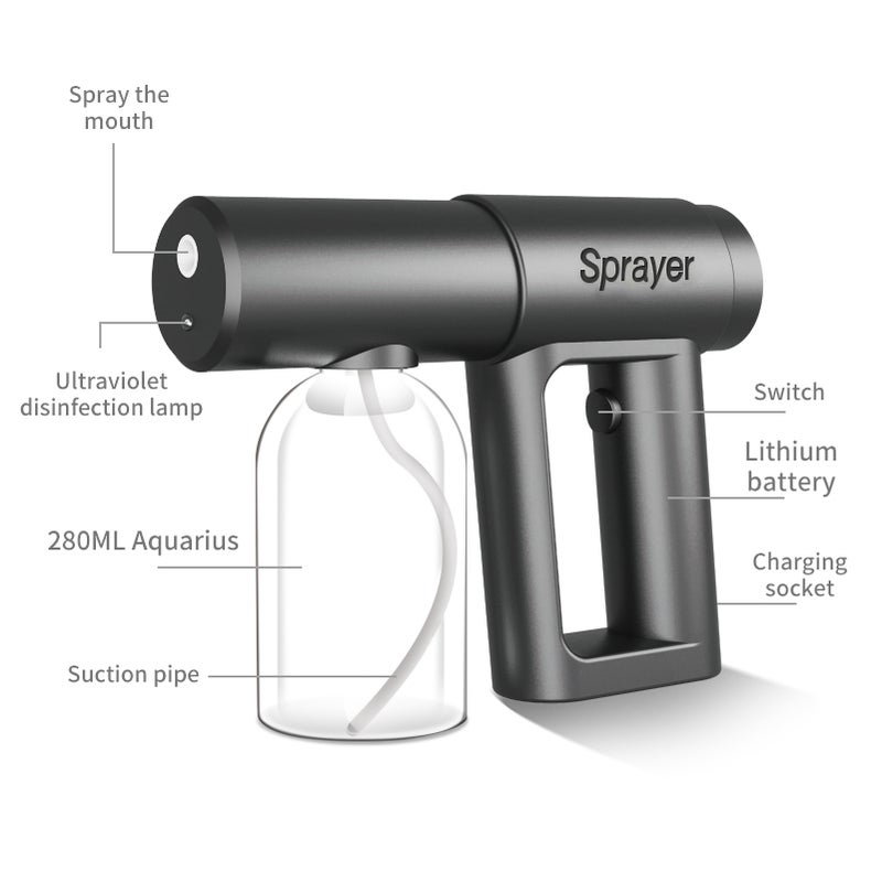 280mL Nano Atomizer Mist Handheld USB Rechargeable Nano Sprayer Fogger Portable Electric Sprayer for Home School Office Garden 6.5ft Range - Image 3