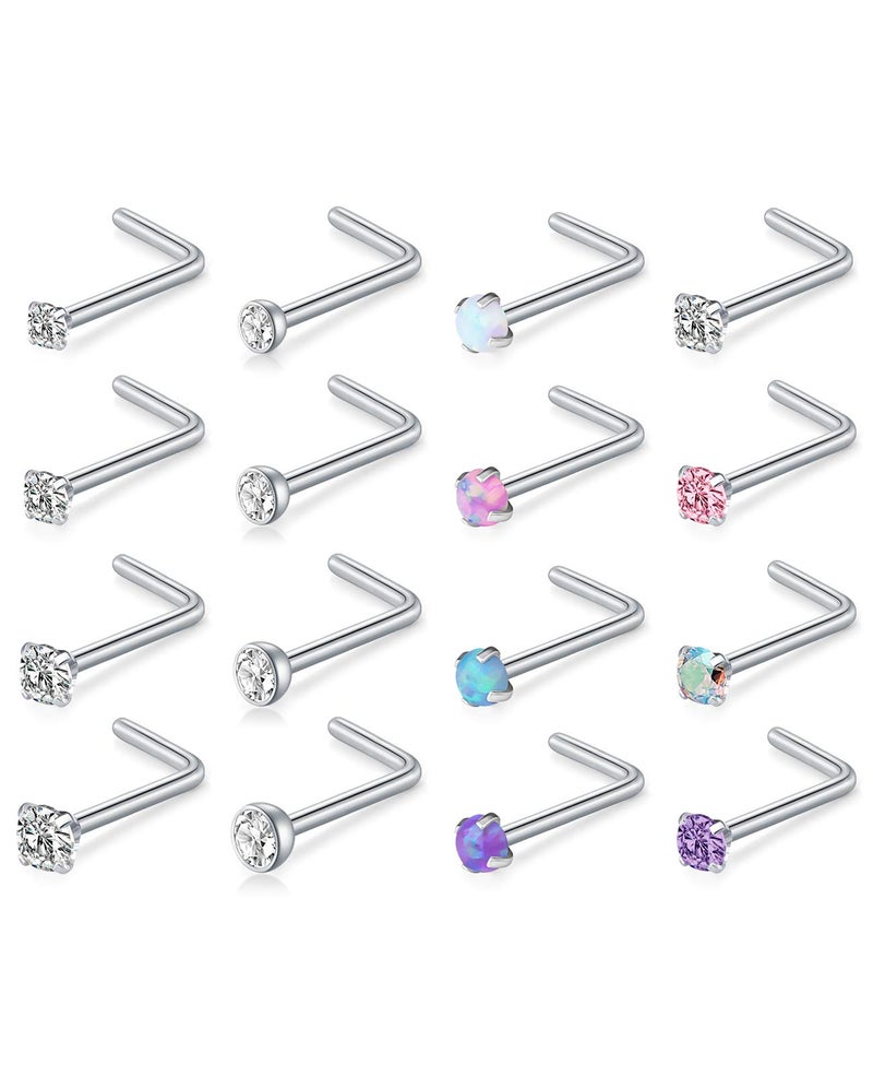 D.Bella 18G 20G 22G L Shaped Nose Studs Surgical Stainless Steel 1.5mm 2mm 2.5mm 3mm CZ Nose Rings For Women - Image 1
